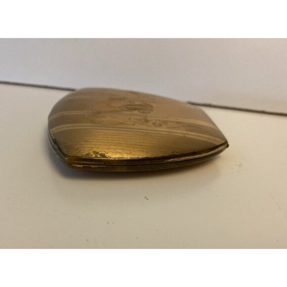 Vintage Elgin American Compact Gold Tone Monogrammed Triangular Shape 1950's - Picture 5 of 12